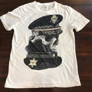All Saints Logo Skull T Shirt Size Medium Art Printed Graphic EUC Spitalfields